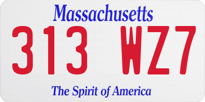 MA license plate 313WZ7
