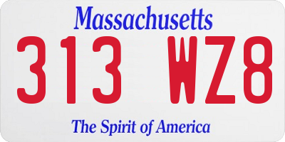 MA license plate 313WZ8
