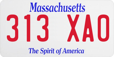 MA license plate 313XA0