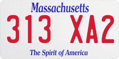 MA license plate 313XA2