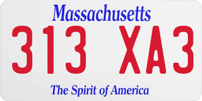 MA license plate 313XA3