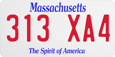 MA license plate 313XA4