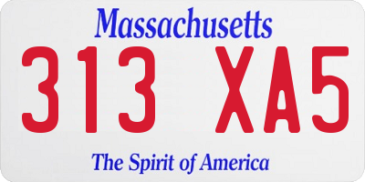 MA license plate 313XA5