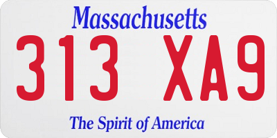 MA license plate 313XA9