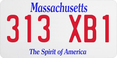 MA license plate 313XB1