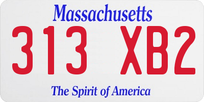 MA license plate 313XB2