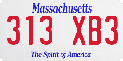 MA license plate 313XB3