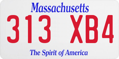 MA license plate 313XB4