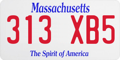 MA license plate 313XB5