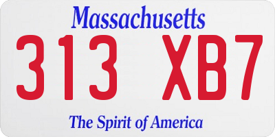 MA license plate 313XB7