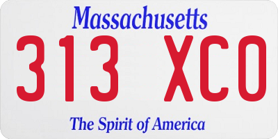 MA license plate 313XC0