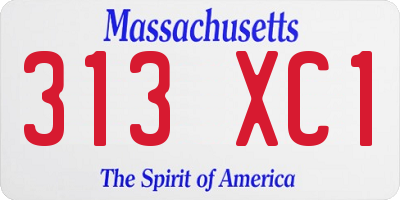 MA license plate 313XC1