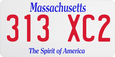 MA license plate 313XC2