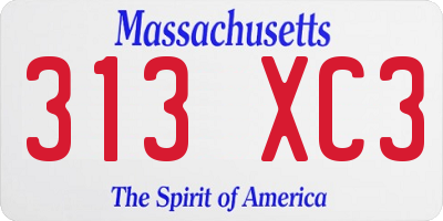 MA license plate 313XC3