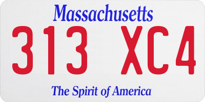 MA license plate 313XC4