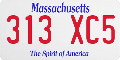 MA license plate 313XC5