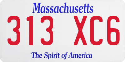 MA license plate 313XC6