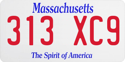 MA license plate 313XC9