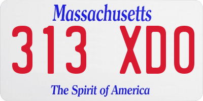 MA license plate 313XD0