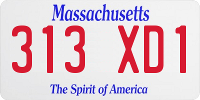 MA license plate 313XD1