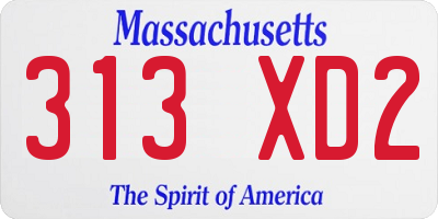 MA license plate 313XD2