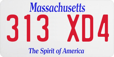 MA license plate 313XD4