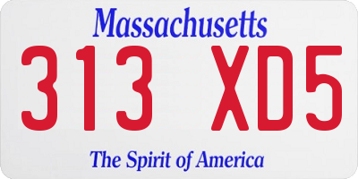 MA license plate 313XD5