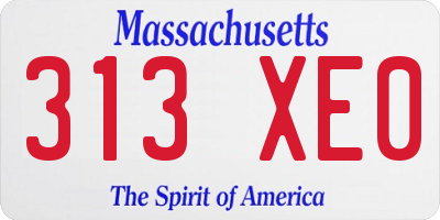 MA license plate 313XE0
