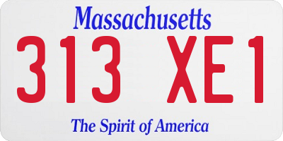 MA license plate 313XE1