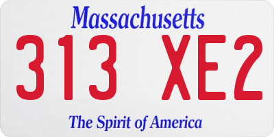 MA license plate 313XE2