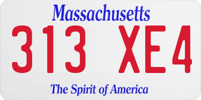 MA license plate 313XE4