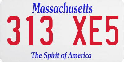 MA license plate 313XE5