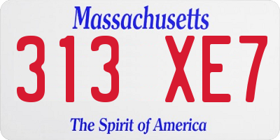 MA license plate 313XE7