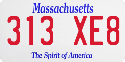 MA license plate 313XE8
