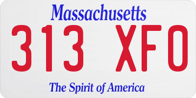 MA license plate 313XF0
