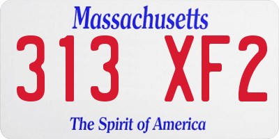 MA license plate 313XF2