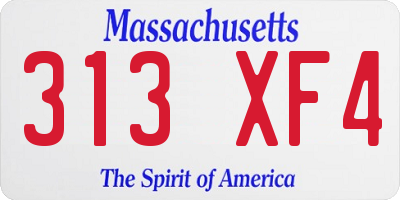 MA license plate 313XF4