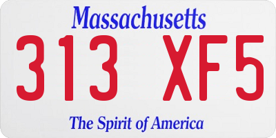 MA license plate 313XF5