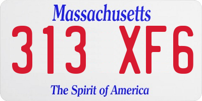 MA license plate 313XF6