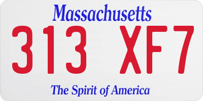 MA license plate 313XF7