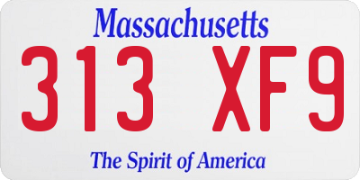 MA license plate 313XF9