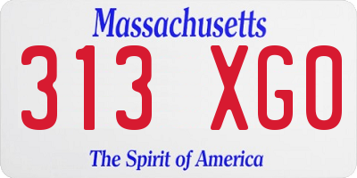 MA license plate 313XG0