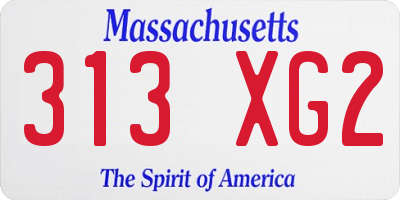 MA license plate 313XG2