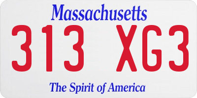 MA license plate 313XG3