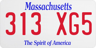 MA license plate 313XG5