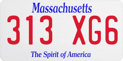 MA license plate 313XG6