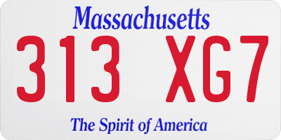 MA license plate 313XG7