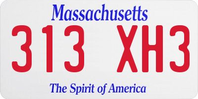 MA license plate 313XH3