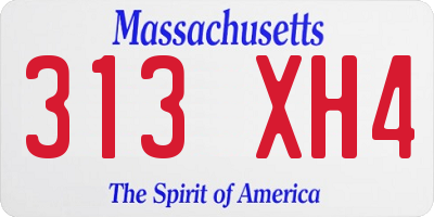 MA license plate 313XH4