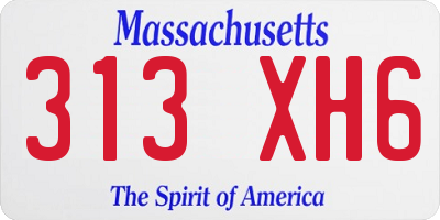 MA license plate 313XH6